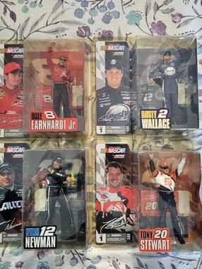 NASCAR McFarlane Racing Figures Lot - Earnhardt, Newman, Wallace, Stewart - NEW